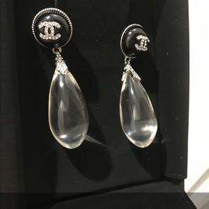 Chanel Black Onyx Teardrop Earrings